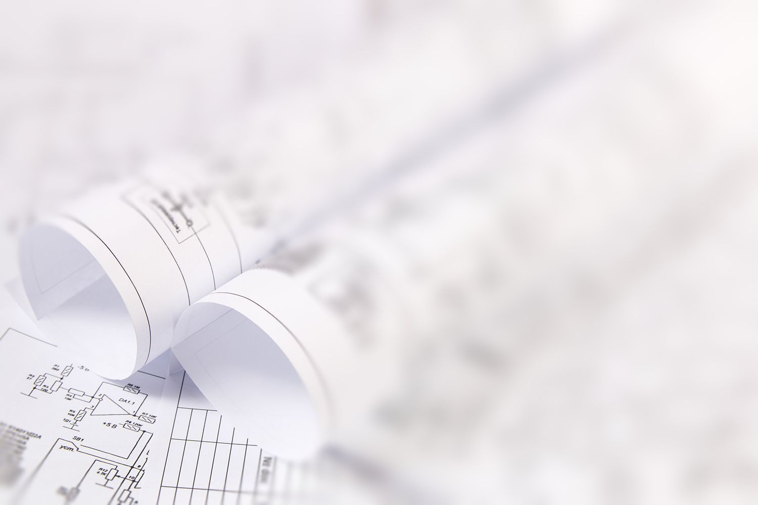 Rolled engineering blueprints